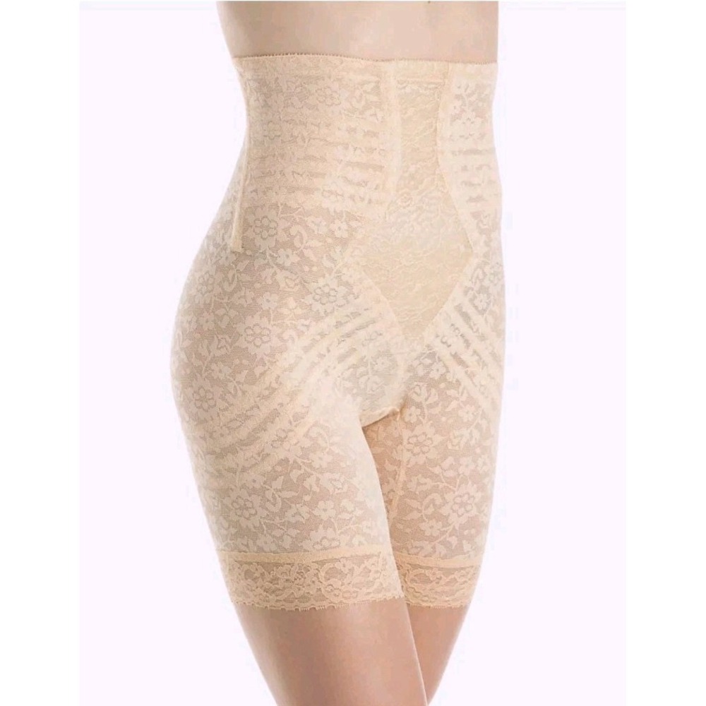 Rago 6207 High Waist Leg Shaper Extra Firm Shaping Beige Lace Garter Tabs 6X